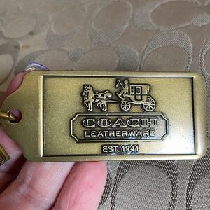 Coach Large Brass Hangtag Keyfob EUC